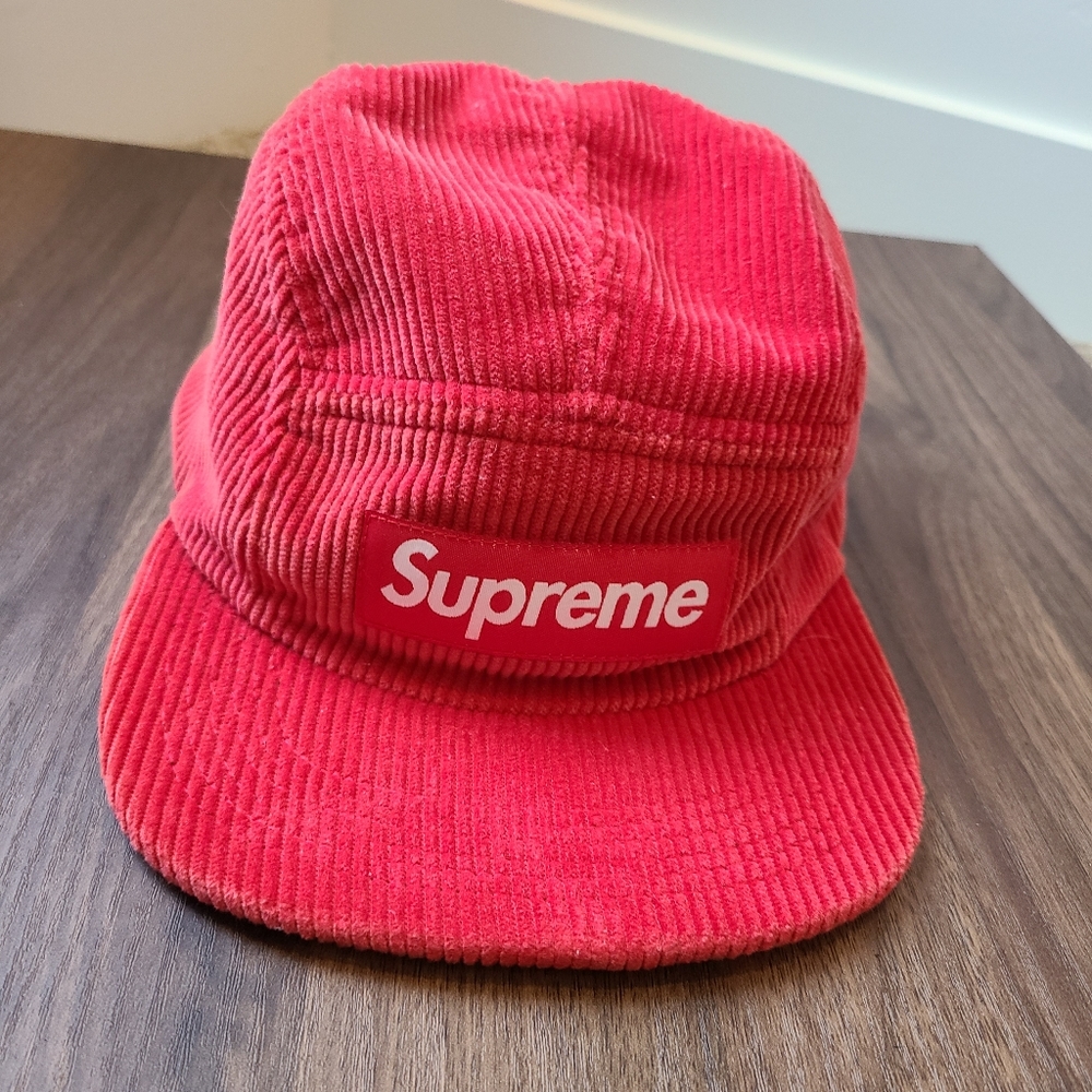 Supreme Red Corduroy Camp Cap
